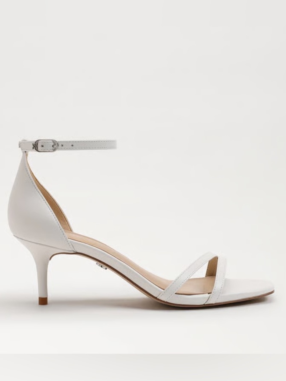 Sam Edelman Peonie Kitten Heel Sandal White Leather - Picture 3 of 9